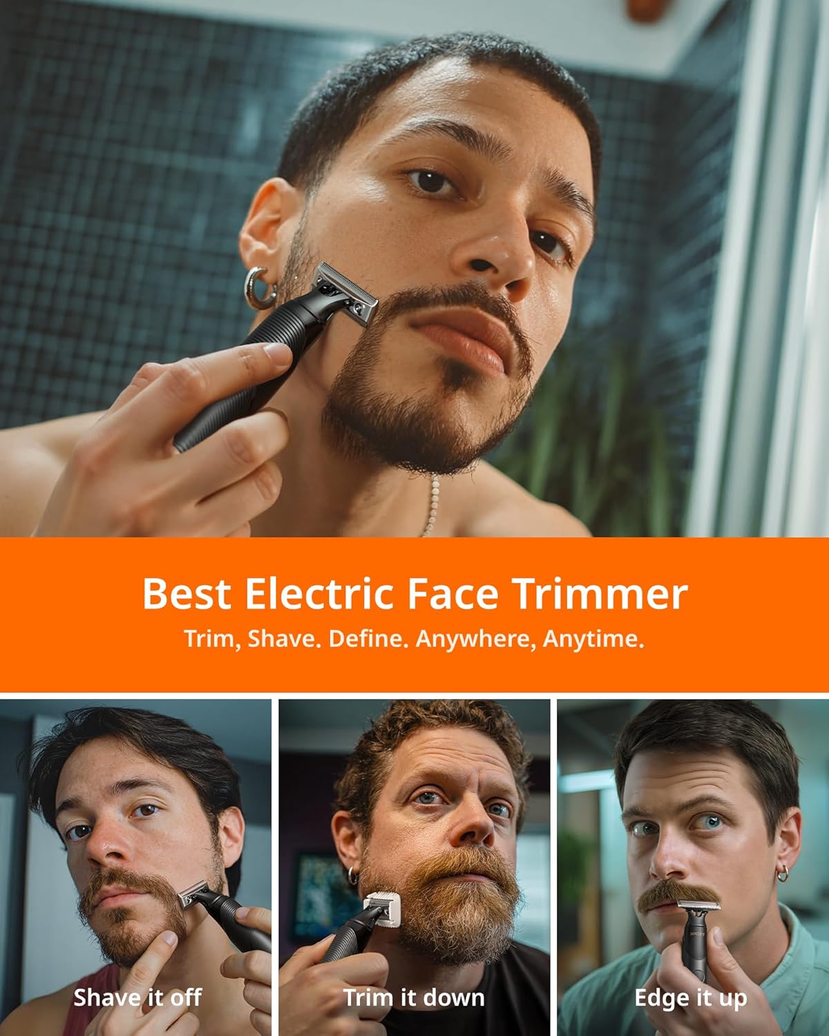 [2025 Upgraded] Beard & Nose Hair Trimmer Kit, [All-in-One] 12 in 1 Rotating Comb, Travel Body Hair Electric Shaver for Men, USB-C Fast Charging, Painless Razor Waterproof Wet/Dry, Black(Pack)