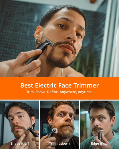 [2025 Upgraded] Beard & Nose Hair Trimmer Kit, [All-in-One] 12 in 1 Rotating Comb, Travel Body Hair Electric Shaver for Men, USB-C Fast Charging, Painless Razor Waterproof Wet/Dry, Black(Pack)