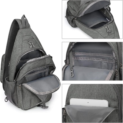 G4Free Sling Bag RFID Blocking Sling Backpack Crossbody Chest Bag Daypack for Hiking Travel(DimGray)