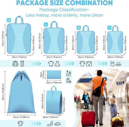 8 Set Compression Packing Cubes for Travel, Packing Cubes Compression Travel Accessories Expandable Packing Organizers for Carry on Luggage Suitcase (Gray)