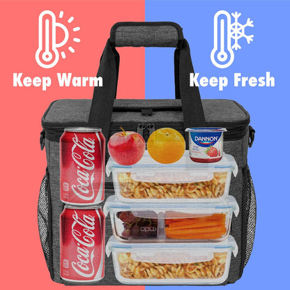 OPUX Soft Cooler Bag, Insulated Collapsible Lunch Cooler Tote for Men Work Camping Beach Travel, Portable Soft Sided Leakproof Waterproof Large Lunch Bag Box with Shoulder Strap 24 Cans, Charcoal Gray