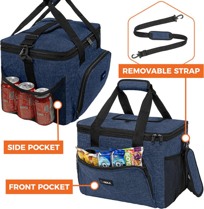 OPUX Soft Cooler Bag, Insulated Collapsible Lunch Cooler Tote for Men Work Camping Beach Travel, Portable Soft Sided Leakproof Waterproof Large Lunch Bag Box with Shoulder Strap 40 Cans, Heather Navy