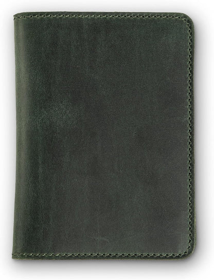 PEGAI Standard Full Grain Crazy Horse Leather Passport Holder | Custom Travel Passport Cover & Organizer | Handcrafted Leather Passport Wallet for Men and Women | Pike (Green)