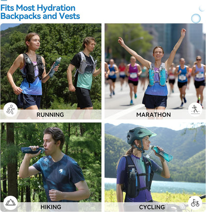 MARCHWAY Soft Hydration Flask with Wide Mouth, 300ml/500ml Collapsible TPU Water Bottle, Leakproof Portable Flexible for Running, Hiking, Cycling, Climbing, Gym, Travel (2pcs Blackish Green 500ml)