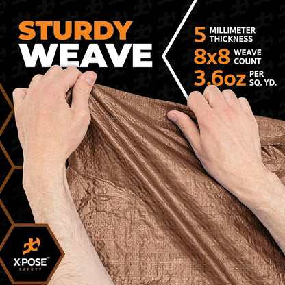 Multipurpose Protective Cover Brown Poly Tarp 8' x 12' (2-Pack) - Durable, Water Resistant, Weather Resistant - 5 Mil Thick Polyethylene - by Xpose Safety