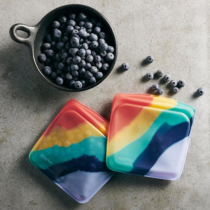 Stasher Premium Silicone Reusable Food Storage Bags, 6-Pack, Multi, Multi-Use Food Storage Bags, Lunch Bag, Travel Containers, BPA Free, Leak-free, Dishwasher-Safe, Eco-friendly