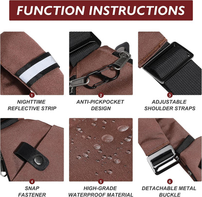 Anti Theft Crossbody Travel Bags for Women Men Cross Body Slim Sling Handbags with S Hook Antitheft