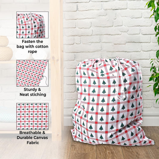 Urban Villa Laundry Bag Canvas|Dirty Clothes Travel Laundry Bag|Machine Washable|Reusable College Hostel Hamper Liner Bag for Garments Delicates Drawstring Closure 4 Pack Tree Print|Size 28X36 Inches