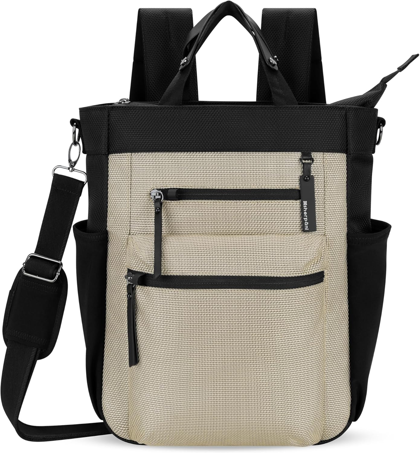 Sherpani Soleil, Anti Theft Convertible Backpack, 3 in 1 Tote Bag, Cross Body Purse, 18L Travel Backpack, Travel Gifts for Women, RFID Protection, Metal Hardware Fits 13” Laptop (Straw)