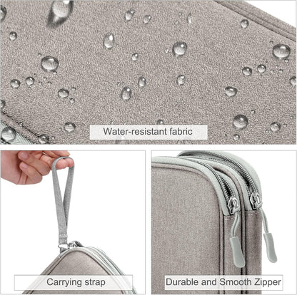 FYY Electronic Organizer, Travel Cable Organizer Bag Pouch Electronic Accessories Carry Case Portable Waterproof Double Layers Storage Bag for Cable, Charger, Phone, Earphone, Medium Size- Khaki