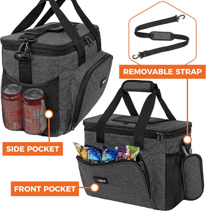 OPUX Soft Cooler Bag, Insulated Collapsible Lunch Cooler Tote for Men Work Camping Beach Travel, Portable Soft Sided Leakproof Waterproof Large Lunch Bag Box with Shoulder Strap 30 Cans, Charcoal Gray