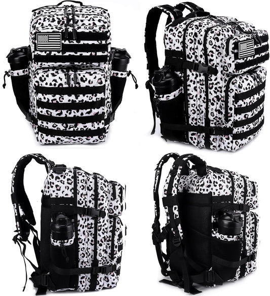 LHI Military Tactical Backpack for Men and Women 45L Army 3 Days Assault Pack Bag Large Rucksack with Molle System - Leopard