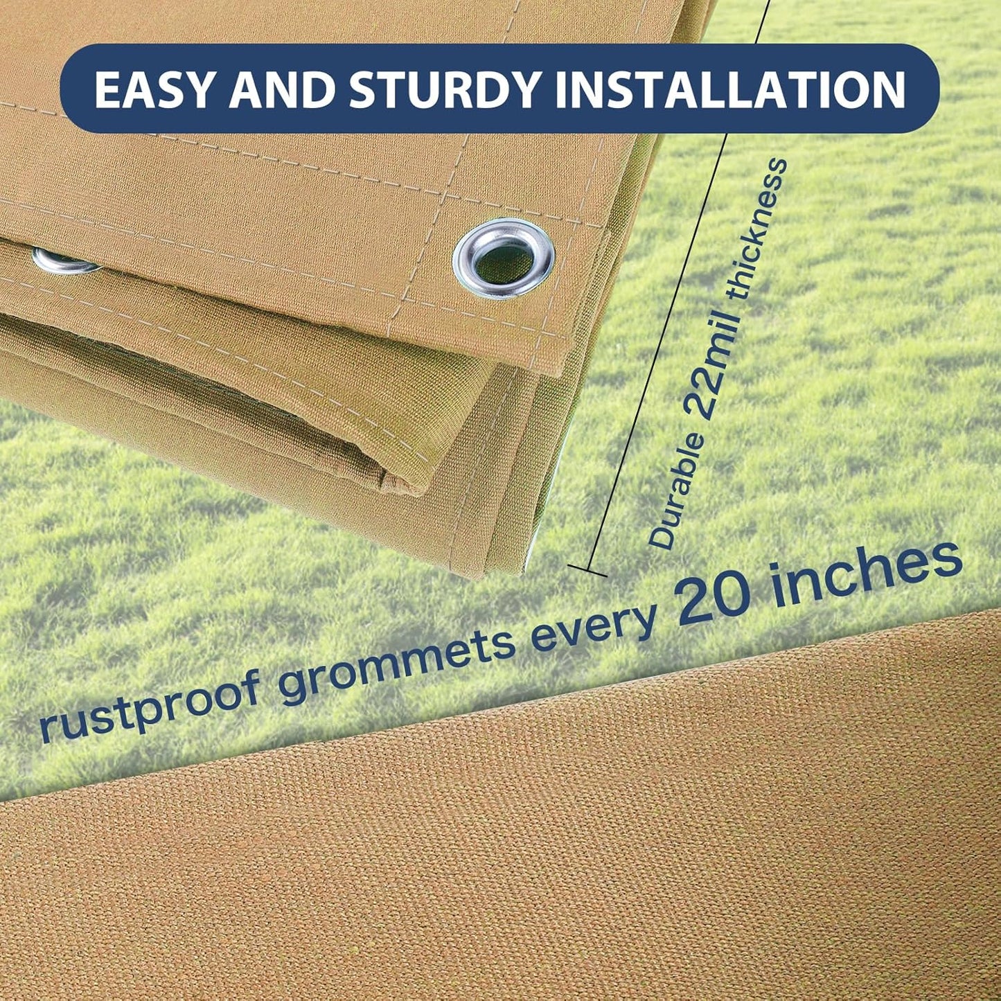 20’x24’ Canvas Tarp Heavy Duty Water Resistant Tarpaulins with Aluminum Grommets,UV Resistant, 22Mil Multipurpose Drop Cloth, 14oz Cover Sheet for Outdoor and Indoor Use with Ropes Yellow