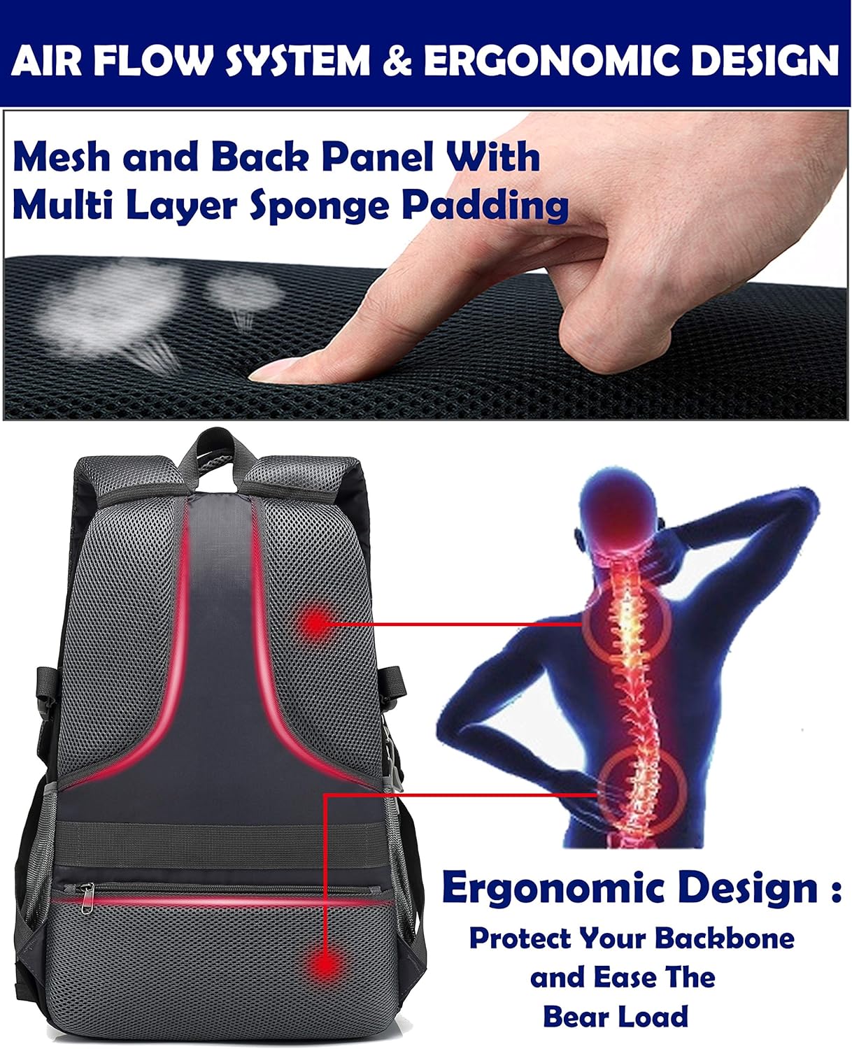 Backpack for College Sturdy Bookbag Travel Business with USB Charging Port Laptop compartment Chest Straps Anti Theft Night Light Reflective (Purple)