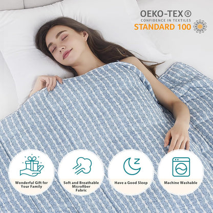 L'AGRATY Weighted Blanket - 60"x80" 15lbs Cooling Breathable Heavy Blanket Microfiber Material with Glass Beads for Adult All-Season Summer Fall Winter Soft Thick Comfort