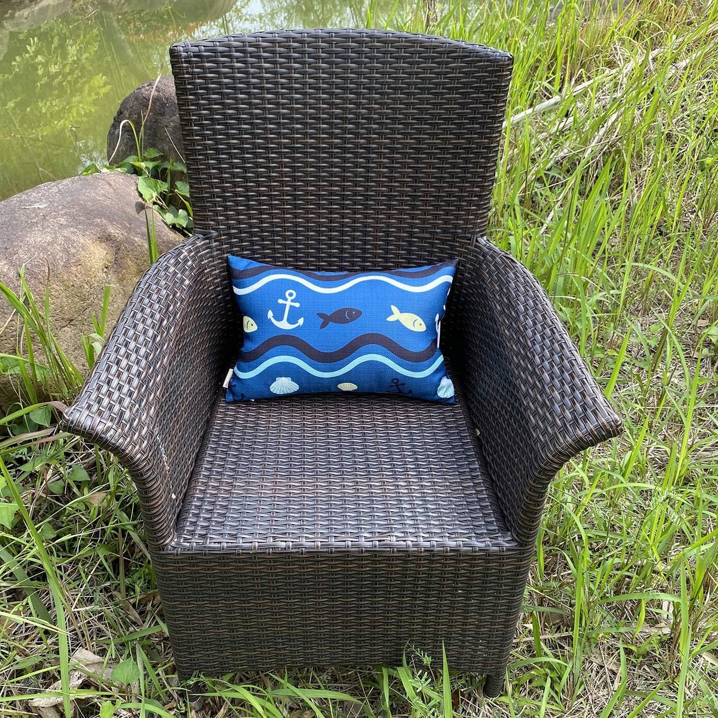 Outdoor Neck Pillow for Recliner,Patio Chaise Lounge Waterproof Headrest Pillow with Adjustable Elastic Stripe,Small Pillows Attachment for Office Chair,Car Seat Head or Lumbar, Navy Blue 2Pack