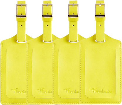 Travelambo Luggage Tags for Suitcases PU Leather Travel Tags Bag Tags Privacy Protection Travel Essentials