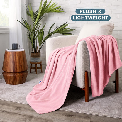 Bare Home Polar Fleece Blanket - Light Pink - Warm & Cozy - Premium Fleece for Bed, Sofa, Camping, Travel and Cold Nights - Lightweight Blanket (King, Light Pink)