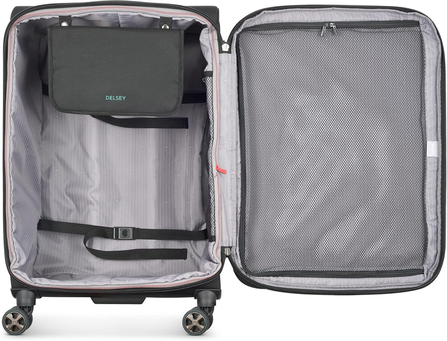 DELSEY PARIS Helium DLX Softside Expandable Luggage with Spinner Wheels, Black, 3 Piece Set (20/25/29)