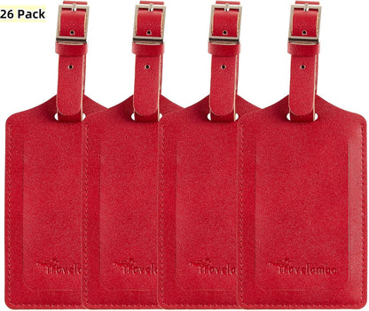 Travelambo Luggage Tags for Suitcases PU Leather Travel Tags Bag Tags Privacy Protection Travel Essentials