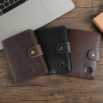 Polare Luxury RFID Blocking Leather Passport Holder Travel Wallet For Men and Women (Coffee with AirTag Slot(Snap Version))