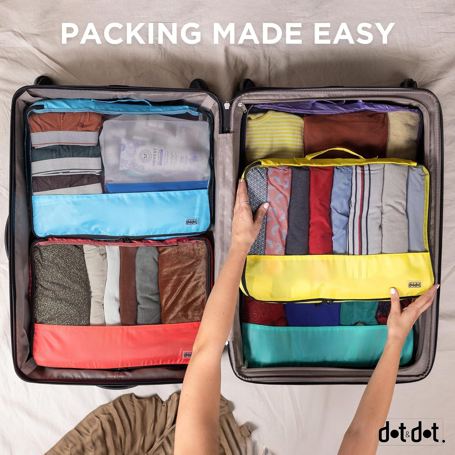 Large Packing Cubes for Travel - 10pc Packing Cubes for Suitcases - Lightweight Luggage Organizer Bags