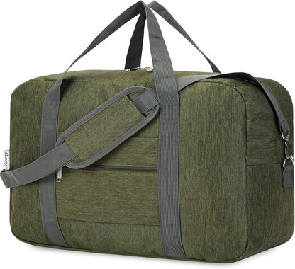 For United Airlines Foldable Carry on Bag 22x14x9 Travel Duffel Bag Packable luggage Duffle for Women and Men 40L (Army Green)