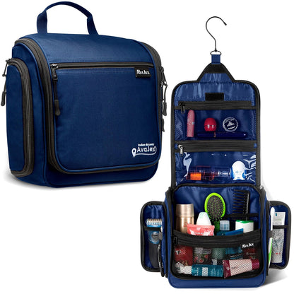 Travel Toiletry Bag for Men and Women - (10.6”x10.6”x3.2”) Large Hanging Toiletry Organizer - Waterproof Hygiene Bag with Metal XXL Swivel Hook, with Sturdy Zippers and 19 Compartments for Toiletries