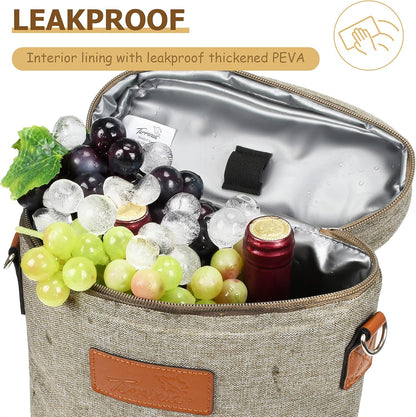 Tirrinia 2 Bottle Wine Gift Tote Carrier - Leakproof & Insulated Padded Versatile Wine Cooler Bag for Travel, BYOB Restaurant, Wine Tasting, Party, Dinner,Gift for Wine Lovers,Grey