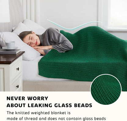 L'AGRATY Knitted Weighted Blanket - 48"x72" 12lbs Cooling Chunky Knit Heavy Blanket for Adults Braided Crochet Throw Thick Cable Yarn Knit Decorative No Beads Evenly Weighted Machine Washable