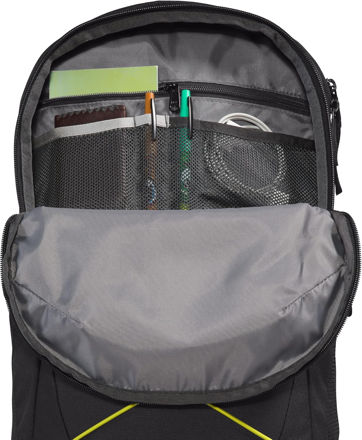 The North Face Jester Everyday Laptop Backpack, TNF Black Light Heather/Sulphur Spring Green, One Size