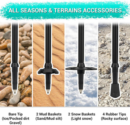 TheFitLife Trekking Poles - Lightweight 7075 Aluminum Hiking Sticks with Cork Grips, Adjustable Telescopic Design, Metal Flip Lock for Men & Women - Perfect for Hiking, Walking, Camping & Backpacking