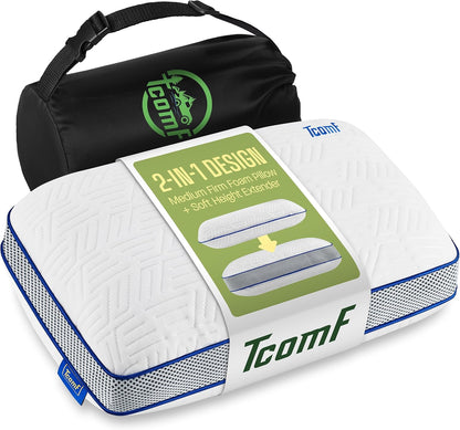 Camping Pillow: Dual Cover, Memory Foam Travel Pillow, Medium Firm Camp Pillow, Camping Pillows for Sleeping, 5 Layers for Support, Small Travel Pillow,Small Portable Pillow 10x16 Inches (White)