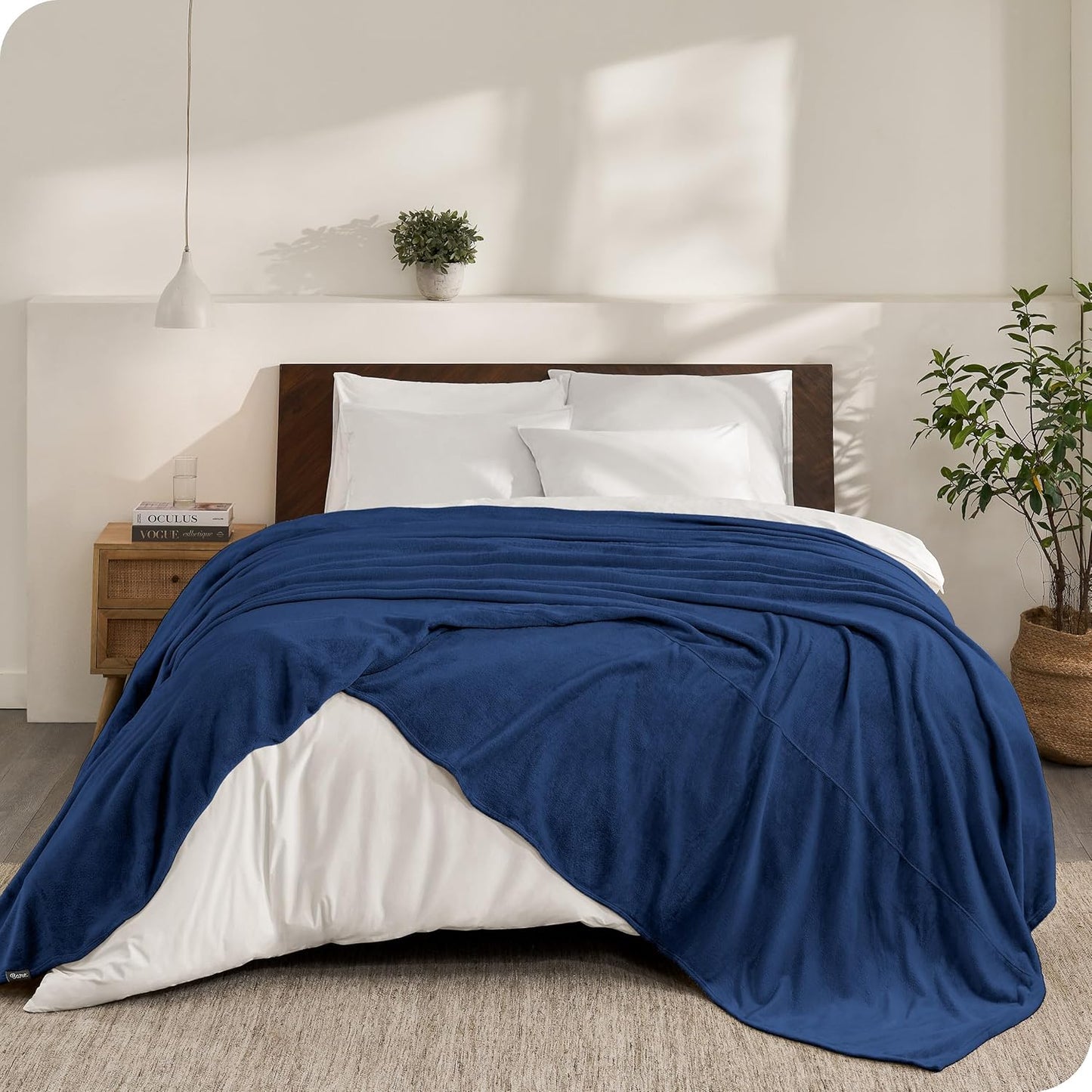 Bare Home Fleece Blanket - Giant Size - Ultra-Soft Lightweight for Bed, Sofa, and Couch - Luxury Microplush - Cozy Warm Blanket (Giant, Dark Blue)