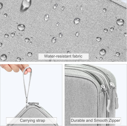 FYY Electronic Organizer, Large Travel Cable Organizer Bag Pouch Electronic Accessories Carry Case Portable Waterproof Double Layers All-in-One Storage Bag for Cable, Cord, Charger, Phone, Grey
