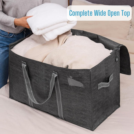 VENO 6 Pack Moving Bags, Heavy Duty, Moving Boxes Alternative, Packing Storage Supplies for Dorm Room Essentials with Zipper for Clothes, Extra Large Totes for Packaging (Dark Gray, 6 Pack)