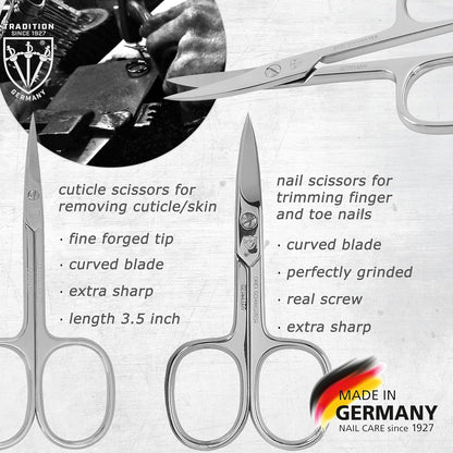 3 Swords Germany – brand quality 8 piece manicure pedicure grooming kit set for professional nail care with synthetic leather case red - Made in Germany