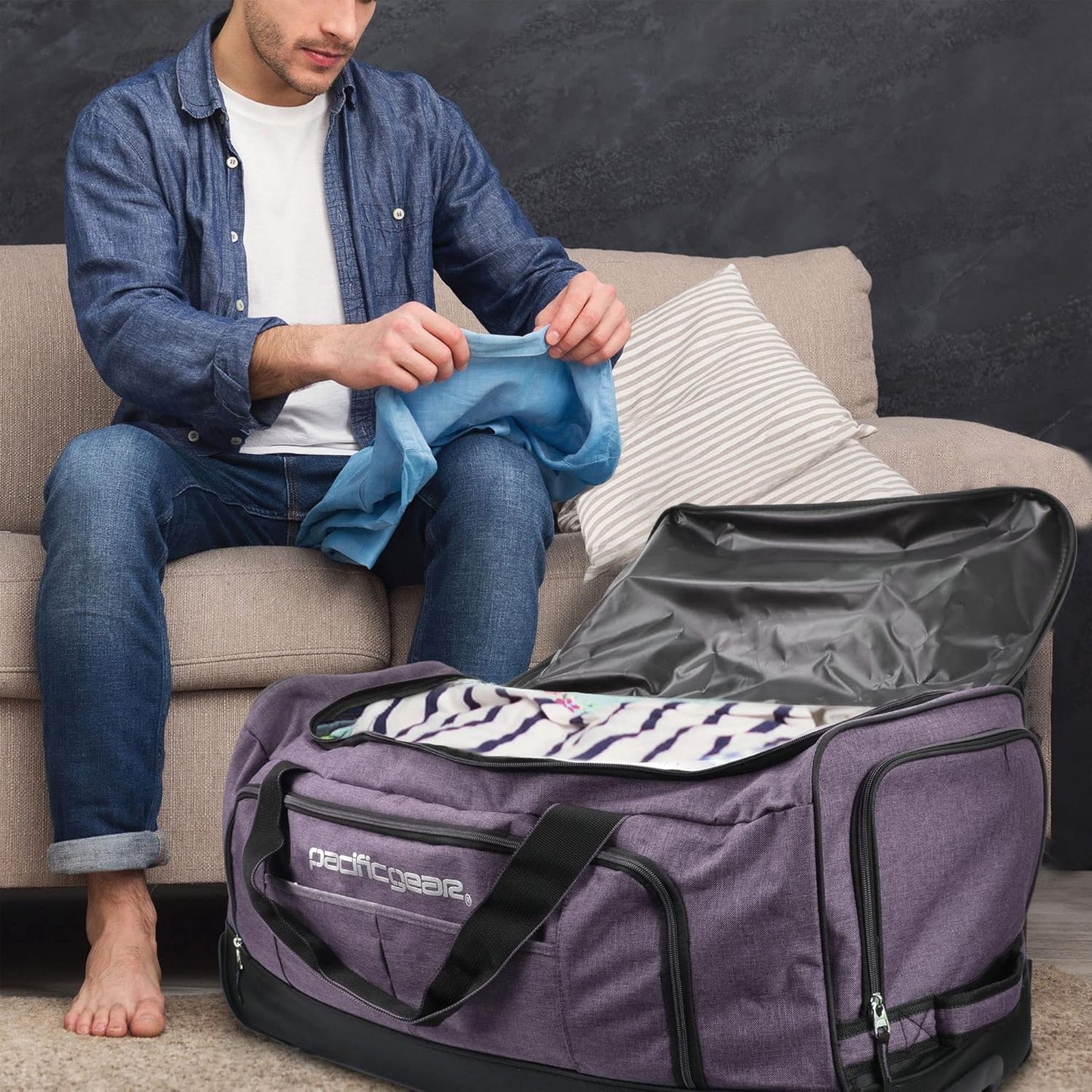 Pacific Gear Rolling Duffel Wheels, 30-inch Luggage, Hockey Bag, Heavy Duty