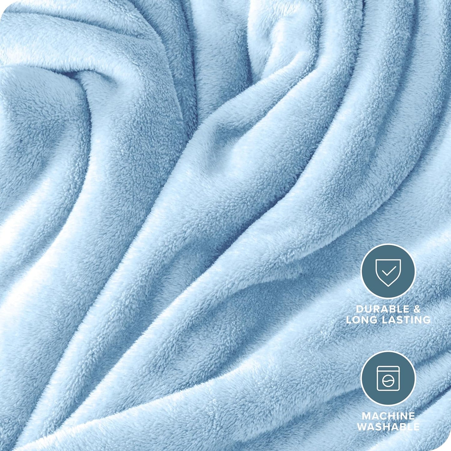 Bare Home Fleece Blanket - Kid Size - Ultra-Soft Lightweight for Bed, Sofa, and Couch - Luxury Microplush - Cozy Warm Blanket (Kid, Light Blue)