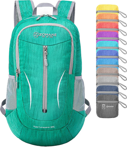 ZOMAKE 25L Ultra Lightweight Packable Backpack, Foldable Hiking Backpacks Water Resistant Small Folding Daypack for Travel(Dark Green)