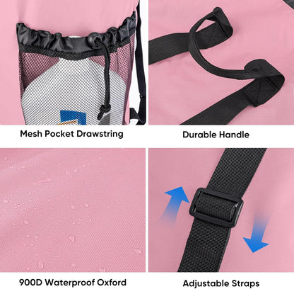 BALEINE 150L Laundry Bag Backpack, 900D Oxford Fabric Large Travel Laundry Bags with Shoulder Straps and 2 Mesh Pockets for College Dorm, Apartment, Laundromat (Pink, 150L)