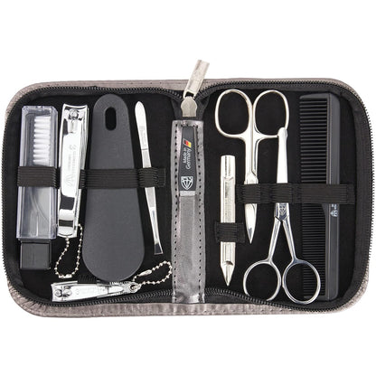 3 Swords Germany - brand quality 10 piece manicure pedicure grooming kit set for professional finger & toe nail care tweezers file clipper fashion leather case in gift box, Made by 3 Swords (01603)