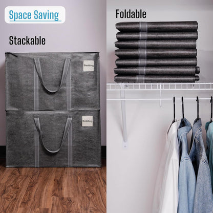 VENO 6 Pack Moving Bags, Heavy Duty, Moving Boxes Alternative, Packing Storage Supplies for Dorm Room Essentials with Zipper for Clothes, Extra Large Totes for Packaging (Dark Gray, 6 Pack)
