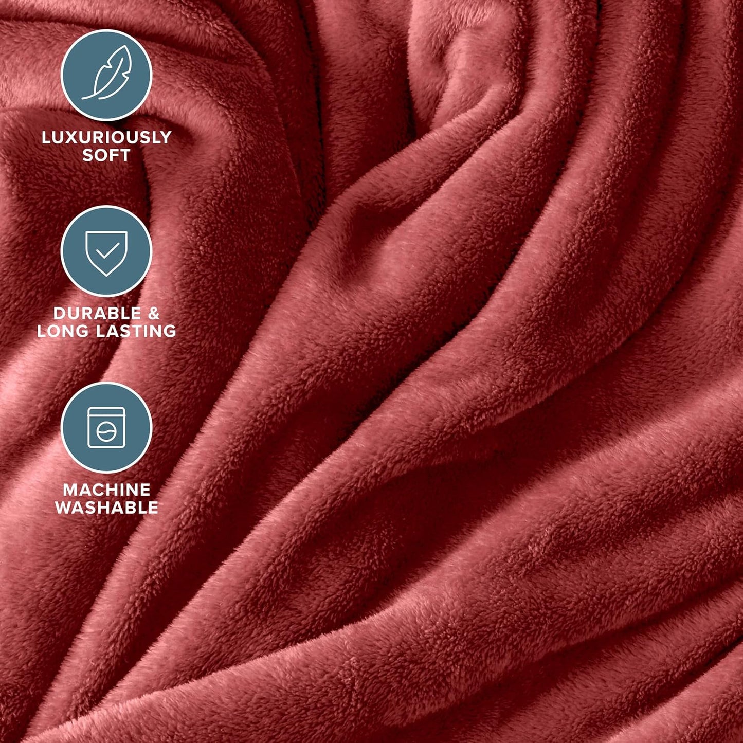 Bare Home Fleece Blanket - Throw/Travel - Ultra-Soft Lightweight for Bed, Sofa, and Couch - Luxury Microplush - Cozy Warm Blanket (Throw/Travel, Rosewood)
