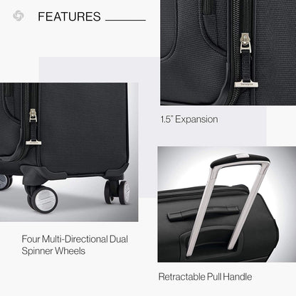 Samsonite Solyte DLX Softside Expandable Luggage with Spinner Wheels, Midnight Black, Carry-On 20-Inch