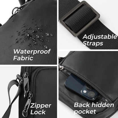 BROADREAM Small Crossbody Bag Men Women, Anti-Theft Crossbody Sling bags - Mini Shoulder Travel Bag for Hiking Sports