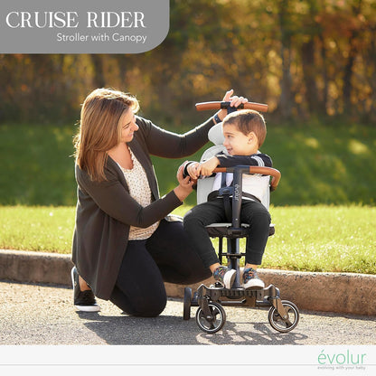 Evolur Cruise Rider Stroller with Canopy, Lightweight Umbrella Stroller with Compact Fold, Easy to Carry Travel Stroller - Koala Gray