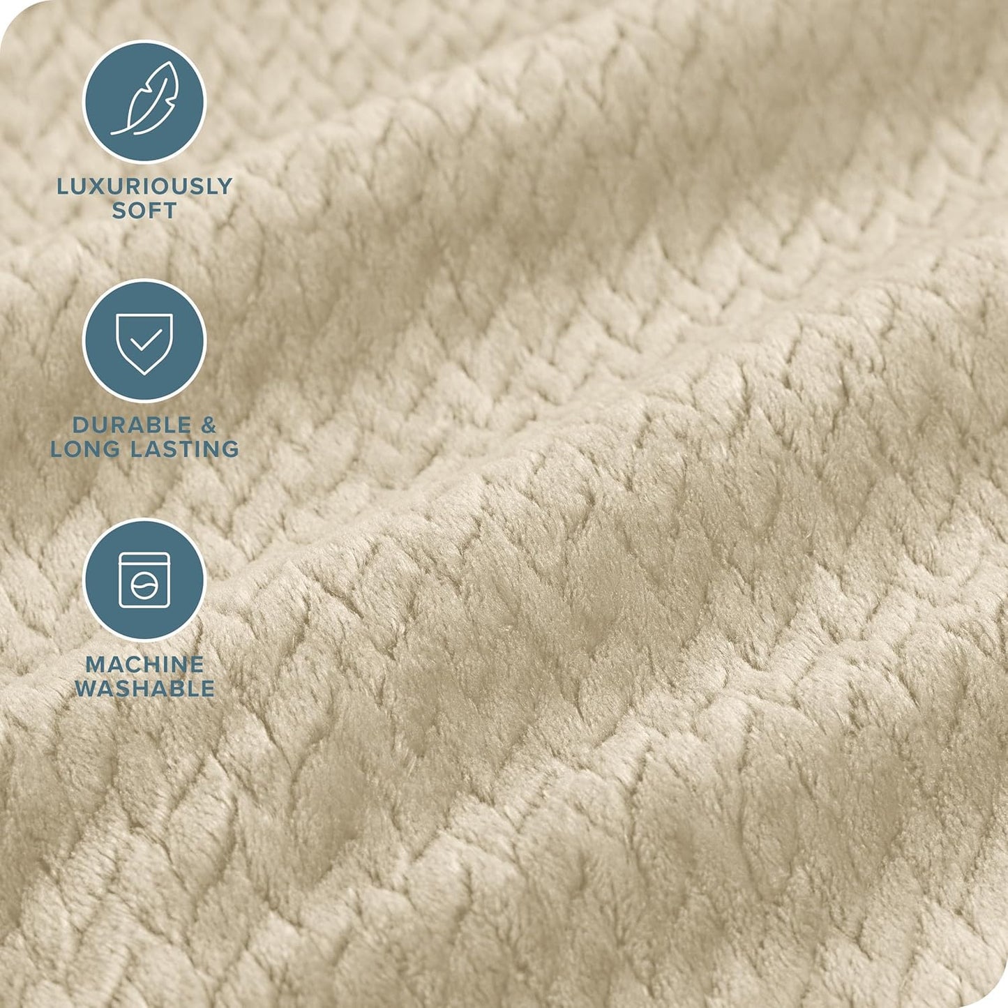 Bare Home Textured Fleece Blanket - King Size - Ultra-Soft Lightweight for Bed, Sofa, and Couch - Luxury Microplush - Cozy Warm Blanket (King, Chevron Oyster)