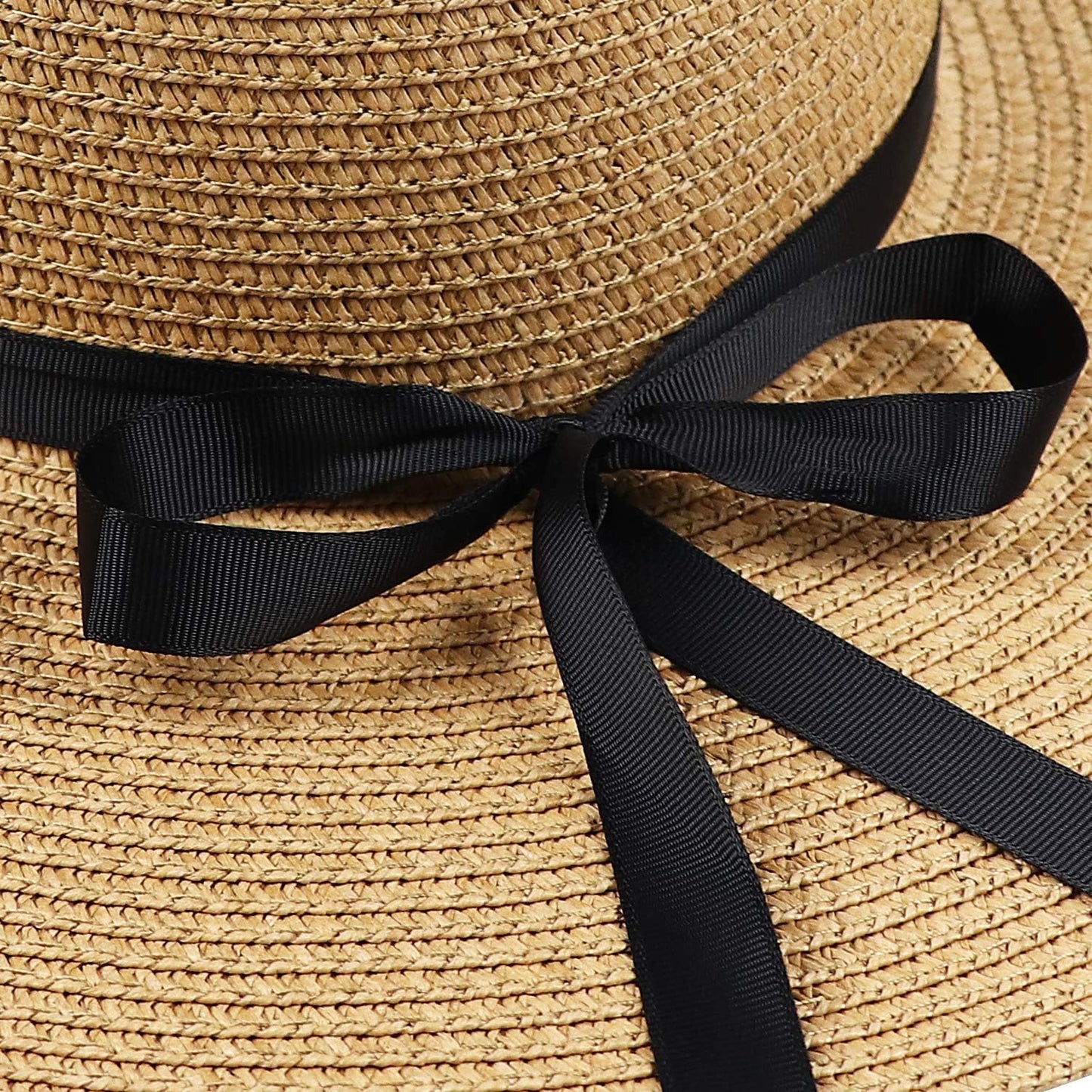 DRESHOW Beach Hats for Women Big Straw Wide Brim Summer Hat Floppy Foldable Roll up Cap Sun Hat UPF 50+
