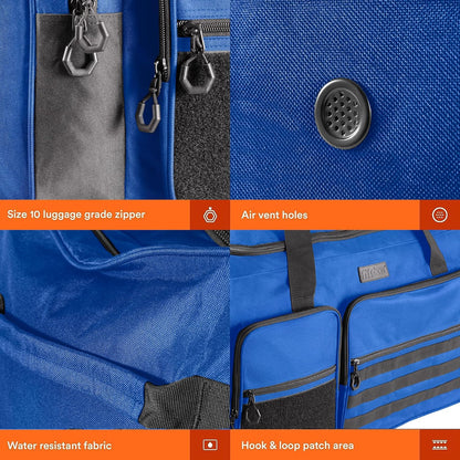 Fitdom 130L 36" Heavy Duty Extra Large Sports Gym Equipment Travel Duffle Bag W/Adjustable Shoulder Strap & 7 Compartments. Perfect for Soccer Baseball Basketball Hockey Football, Team Coaches & More